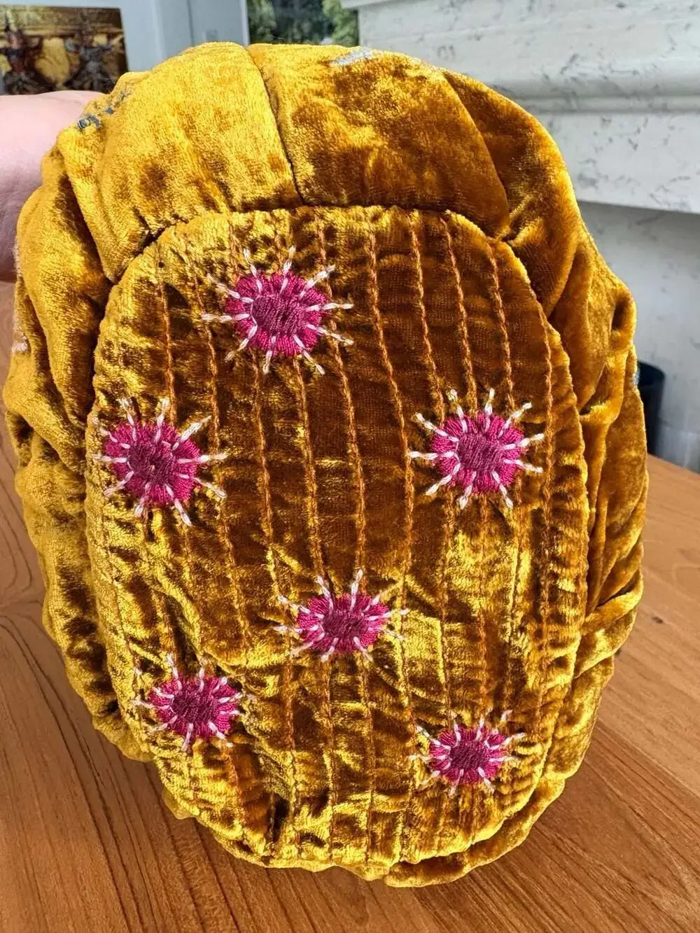 Johnny Was Ulla Velvet Embroidered Pouch Purse in Mustard Gold NWOT - Picture 9 of 10